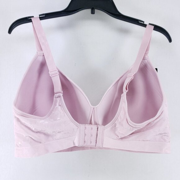 Bali Comfort Revolution Wirefree Bra 3XL Pink Nylon/Spandex Floral Design Adjust - Picture 2 of 6